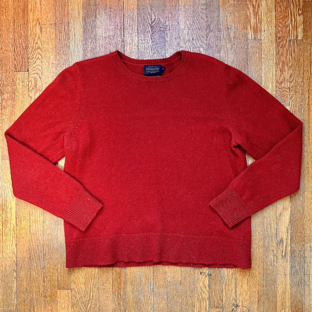 Pendleton Shetland Washable Wool Crewneck Sweater | XL | Burnt Sienna / Rust Red